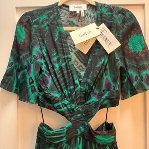 Ba&sh Teal and Violet Patterned Dress